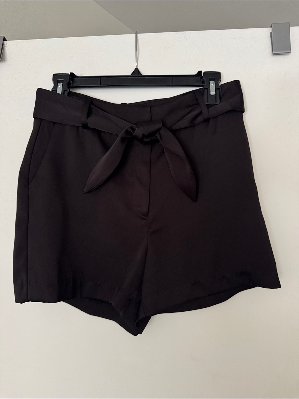 Joie Black High-Waist Tie-Belt Shorts